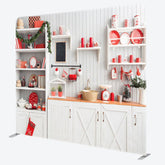 Aperturee - Aperturee Christmas Warm White Kitchen Square Tension Backdrop